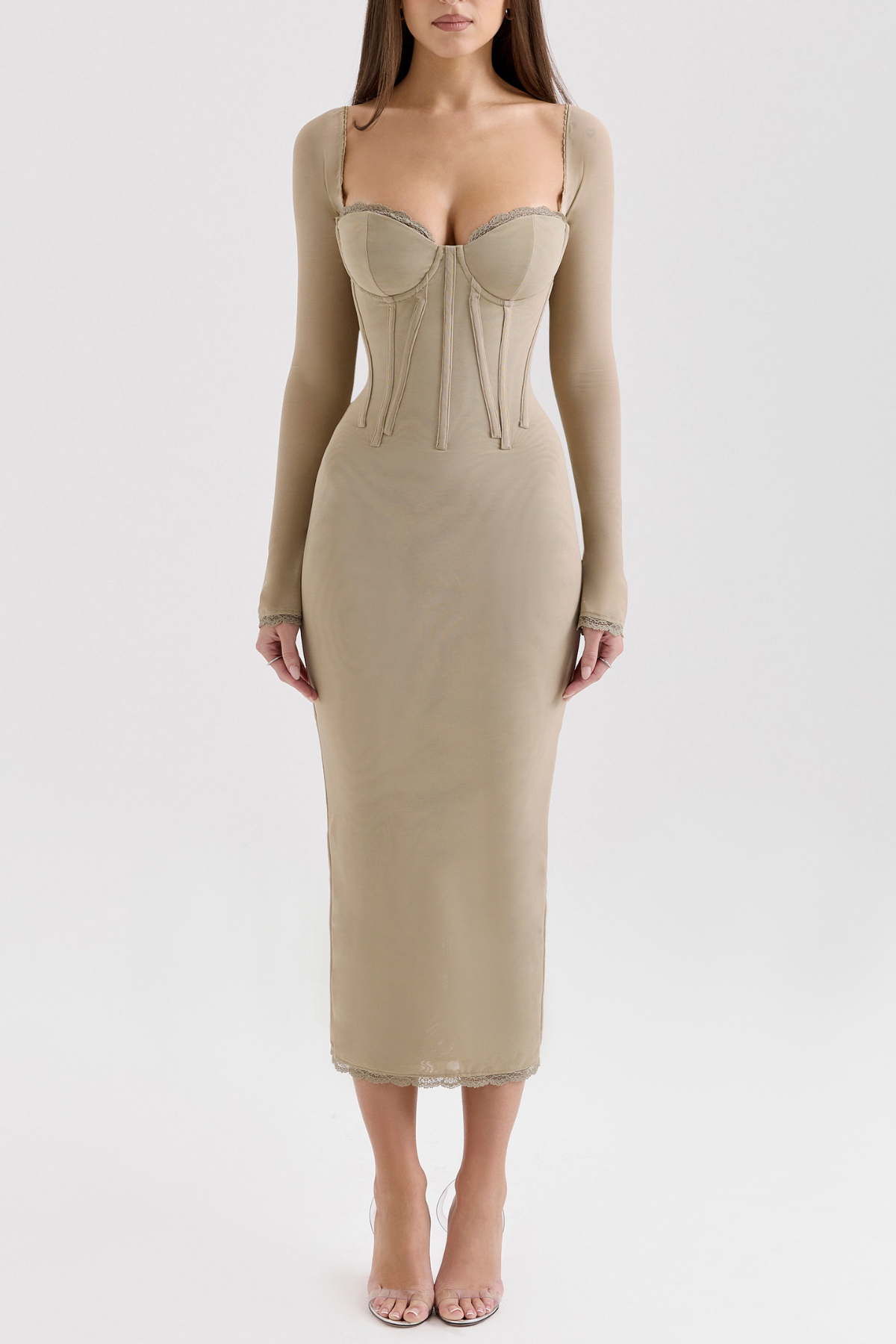 Iskra Corset Long Sleeve Midi Dress