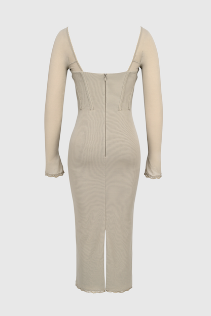 Iskra Corset Long Sleeve Midi Dress