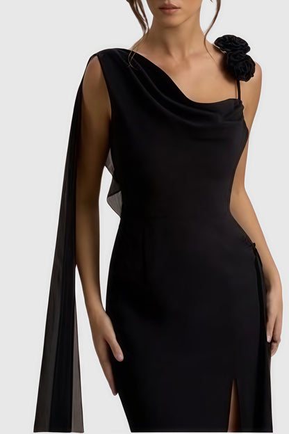 Ismsa Floral Draped Chiffon Maxi Dress