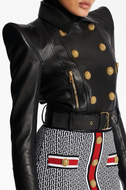 Izaiah Cropped Leather Jacket
