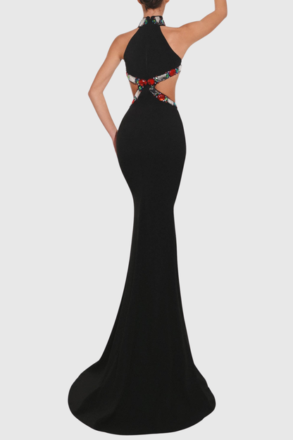 Izana Halter Crystal Embellished Maxi Bandage Dress