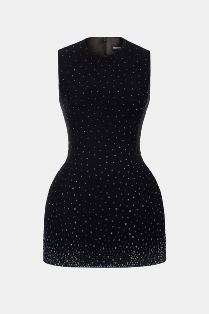 Jacara Crystal Sleeveless Mini Dress - Black