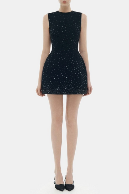 Jacara Crystal Sleeveless Mini Dress - Black