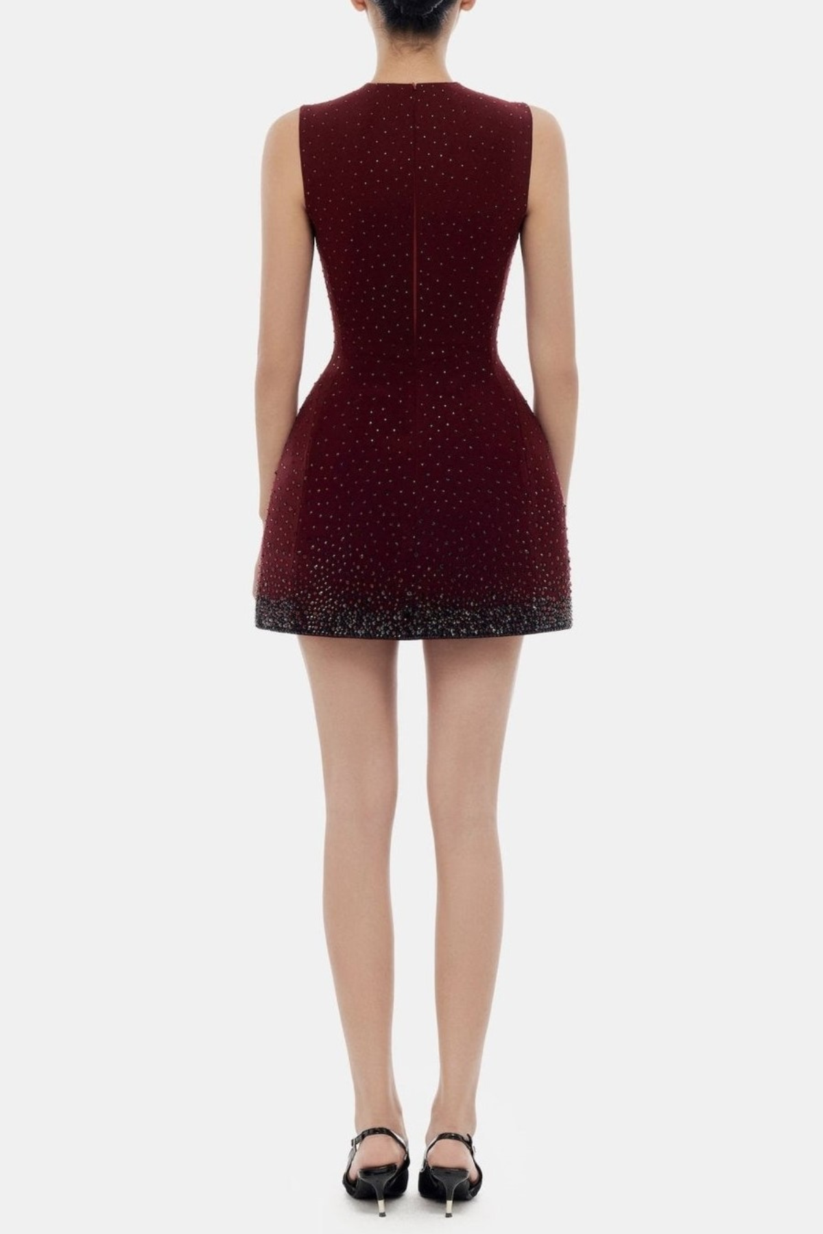 Jacara Crystal Sleeveless Mini Dress - Wine