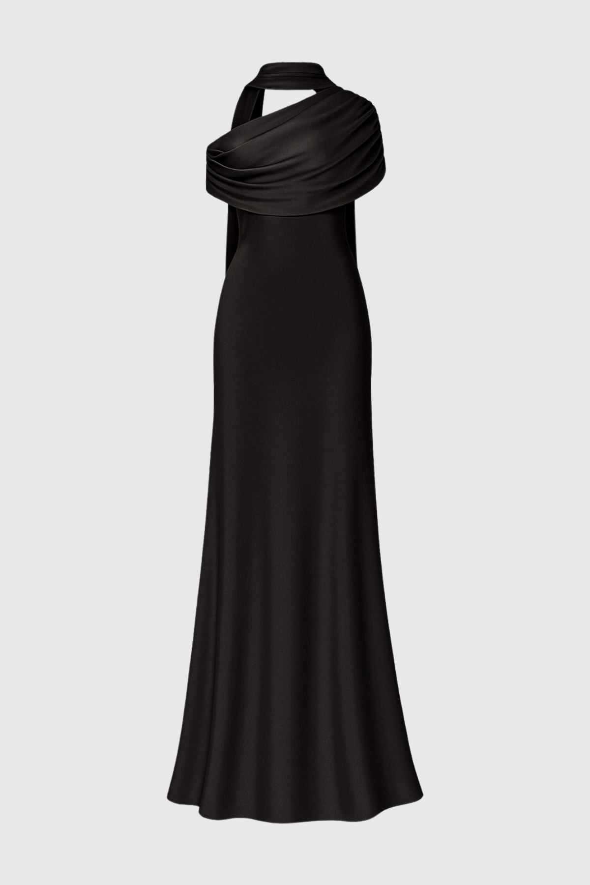 Jacinto Off Shoulder Pleated Satin Maxi Dress - Black
