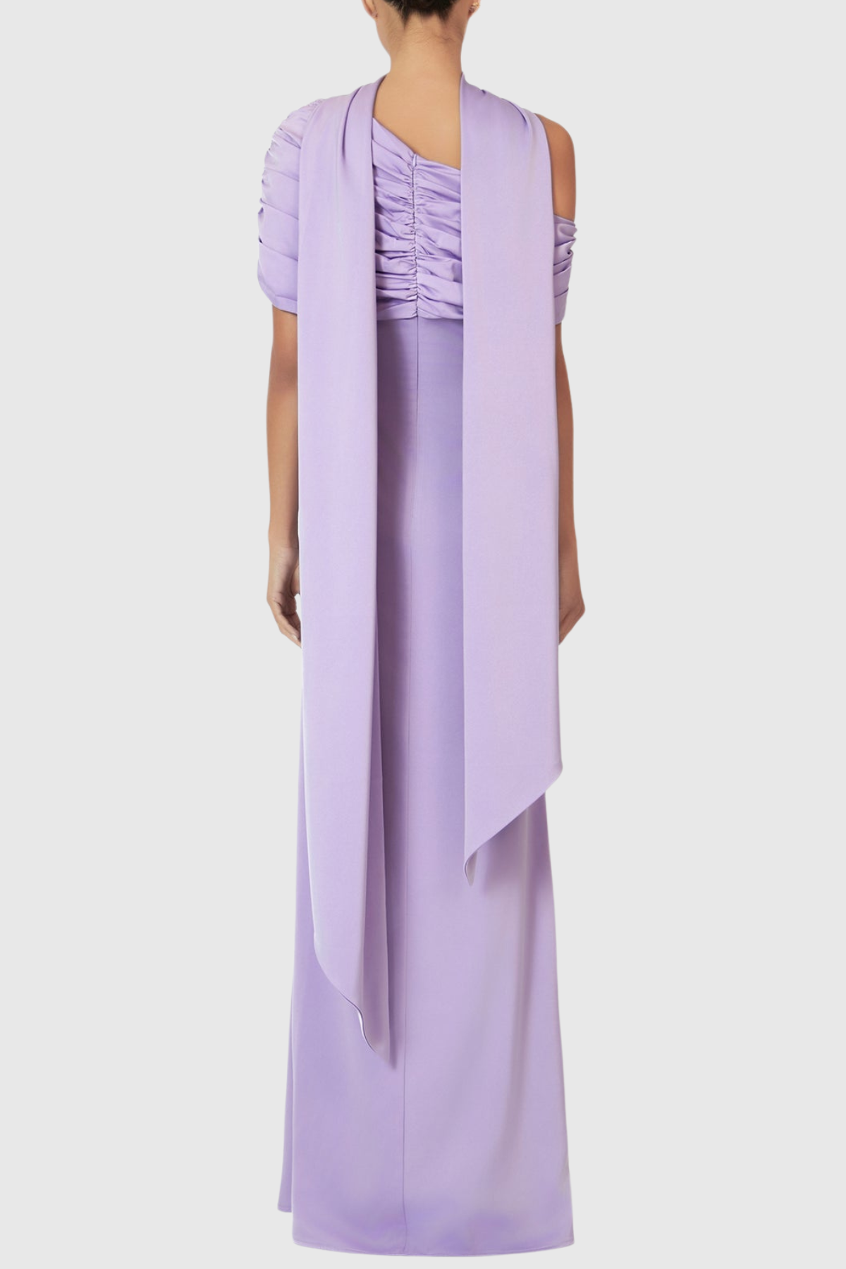Jacinto Off Shoulder Pleated Satin Maxi Dress - Purple