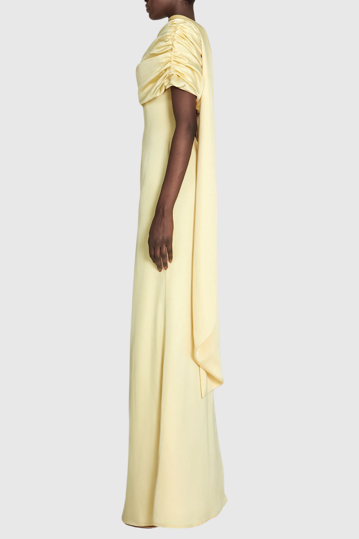 Jacinto Off Shoulder Pleated Satin Maxi Dress - Yellow