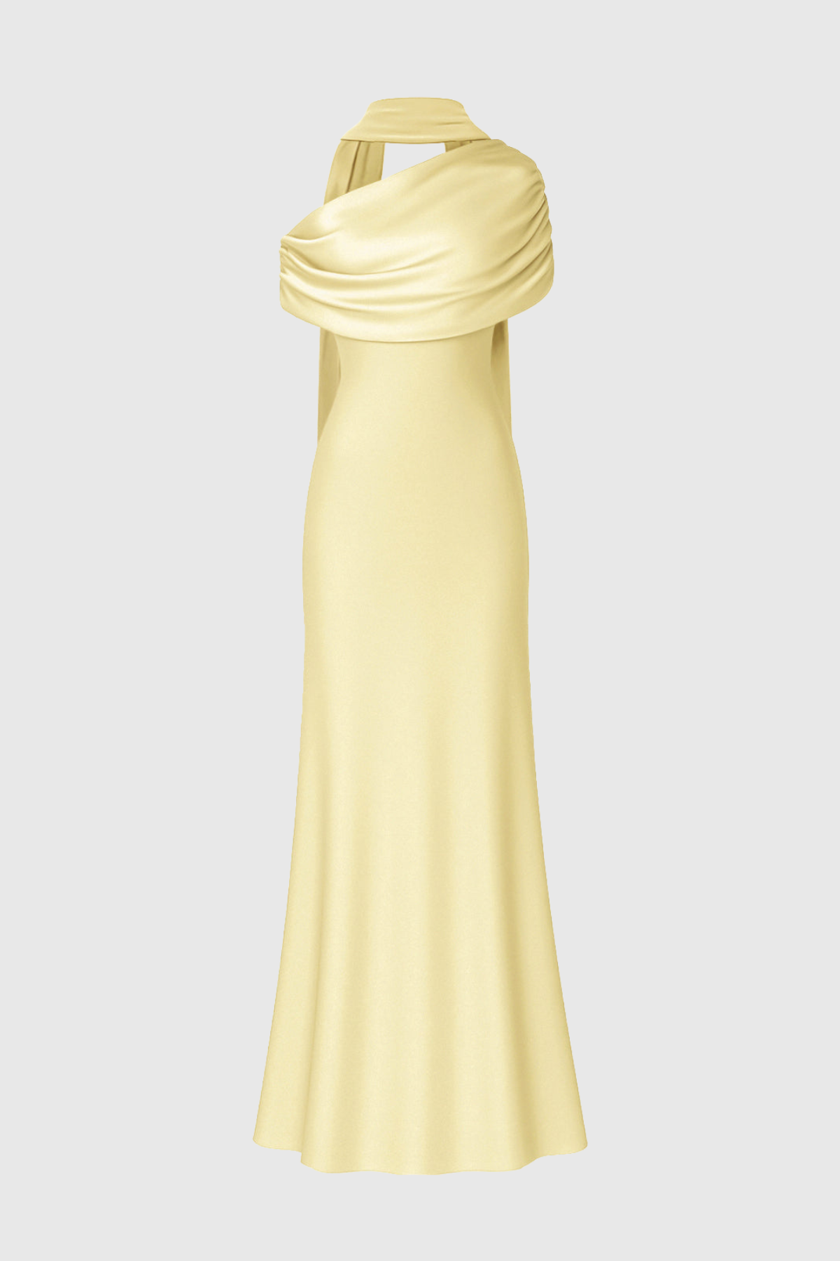 Jacinto Off Shoulder Pleated Satin Maxi Dress - Yellow