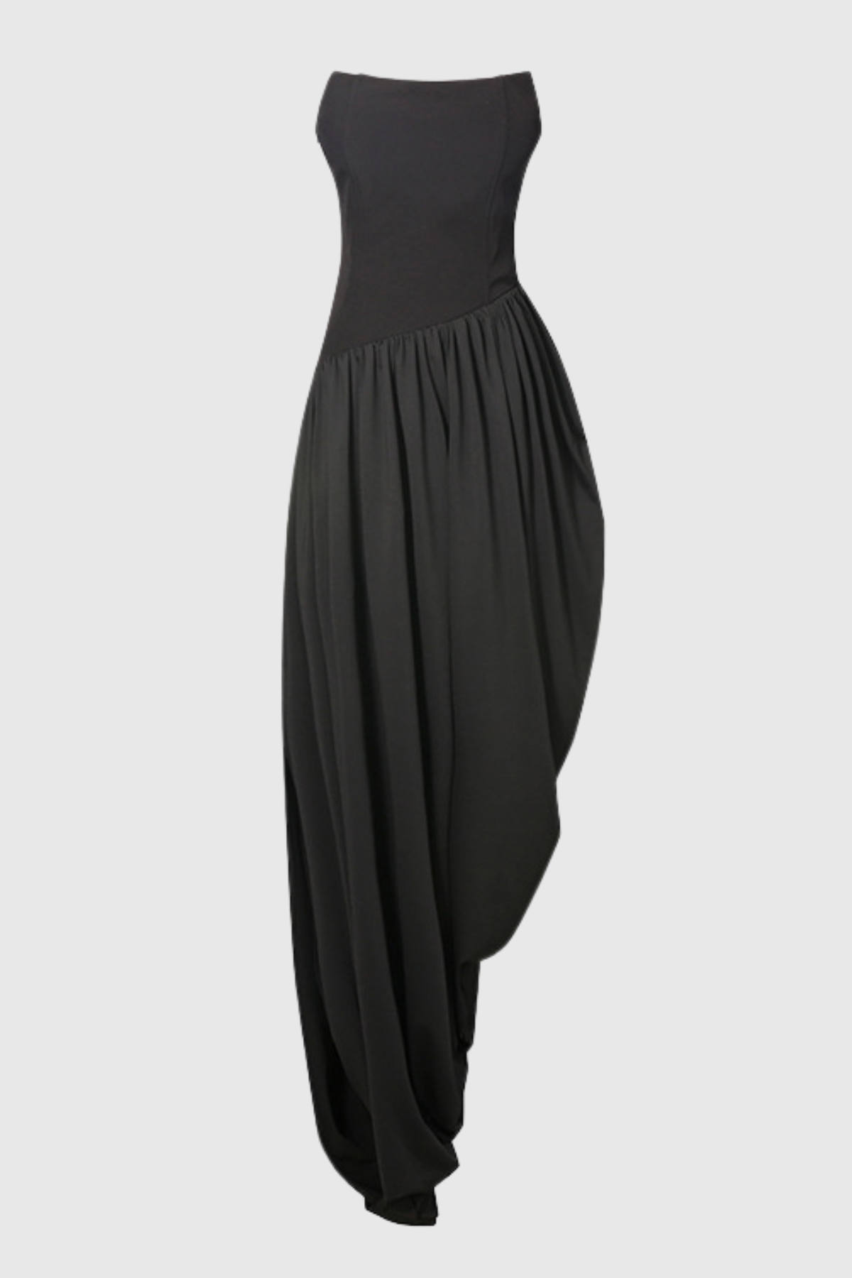 Jacopo Strapless Asymmetric Draped Maxi Dress - Black