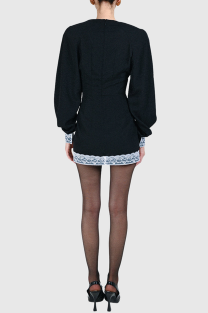 Jadoa Lace Contrast Satin Mini Dress