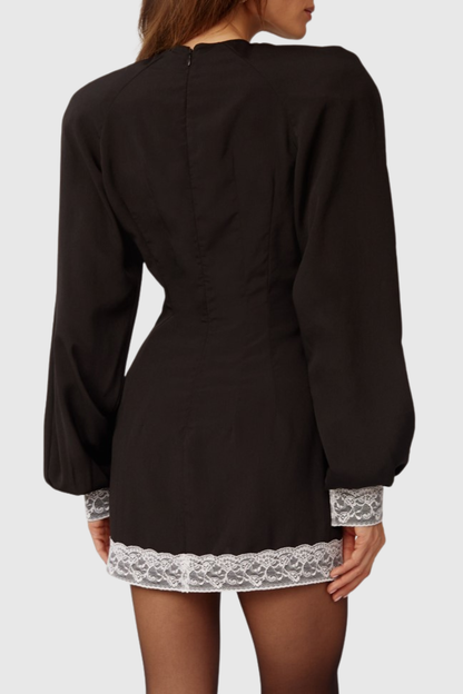Jadoa Lace Contrast Satin Mini Dress