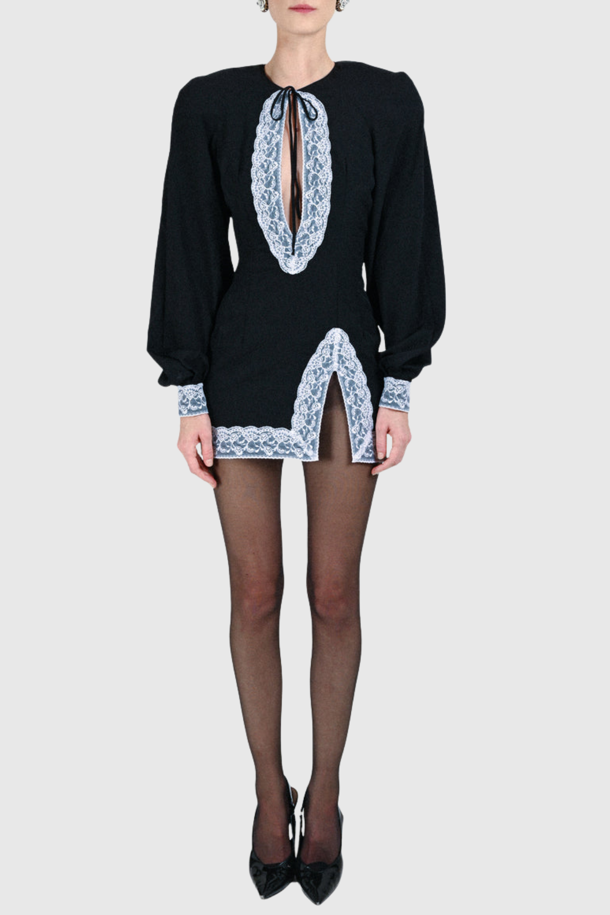 Jadoa Lace Contrast Satin Mini Dress