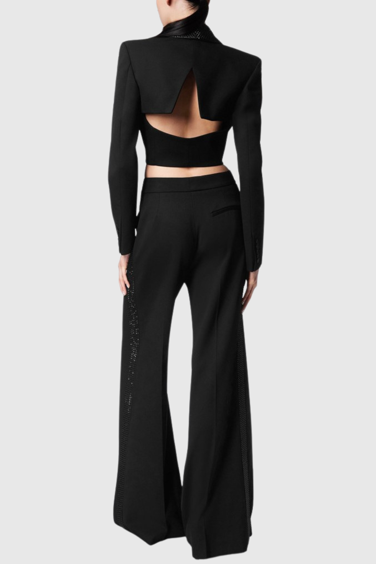 Jaime Cropped Crystal Embellished Blazer - Black