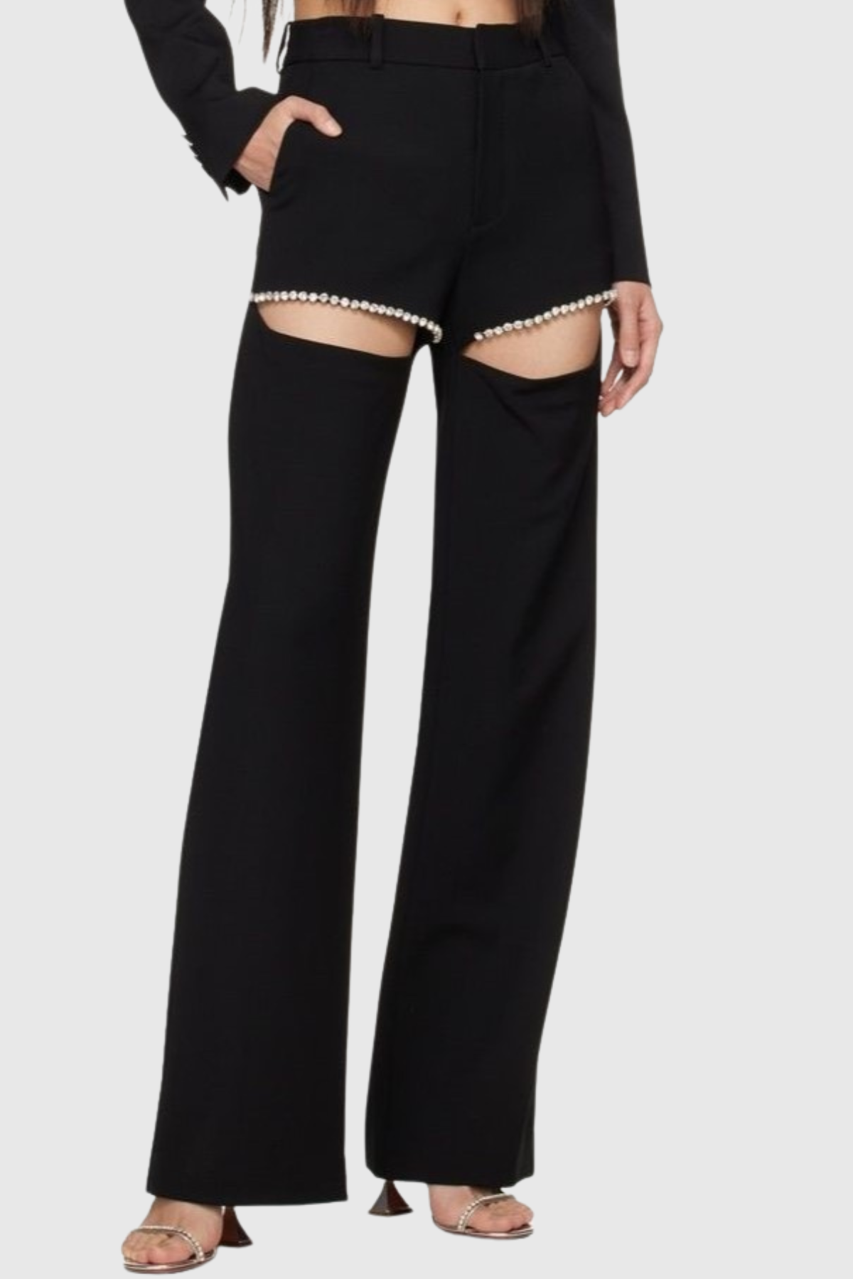 Jaime Cropped Crystal Embellished Blazer - Black