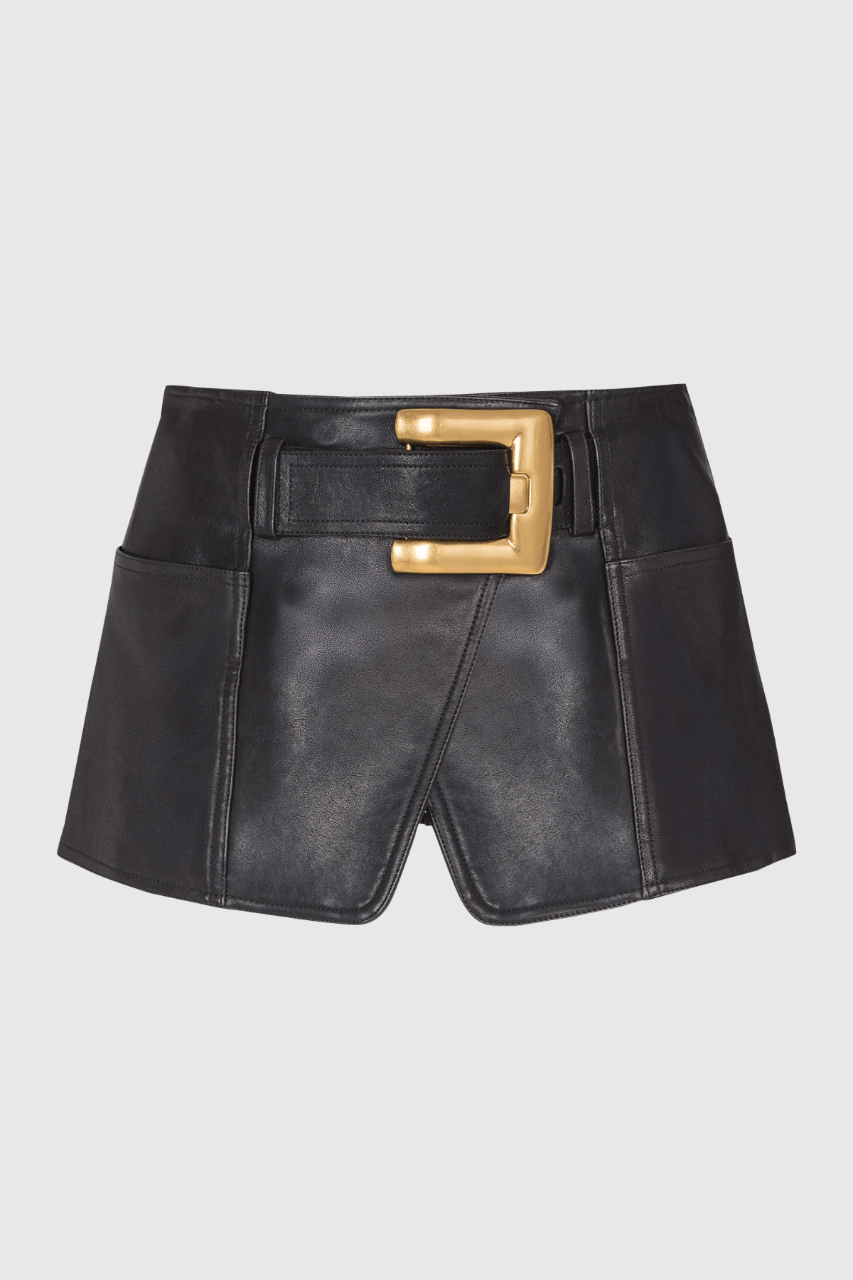 Jaira Leather Belted Mini Skirt