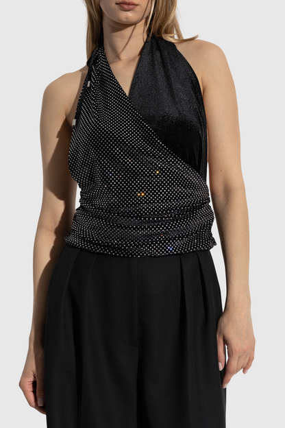 Jairo Crystal Embellished Halter Top