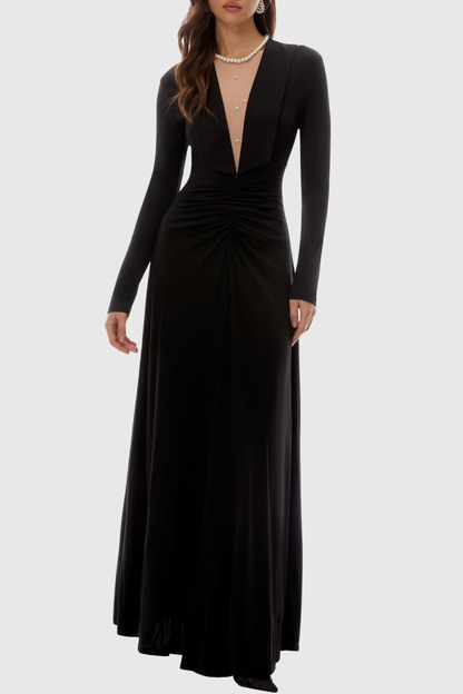 Jakobe Pearl Embellished Ruched Maxi Dress