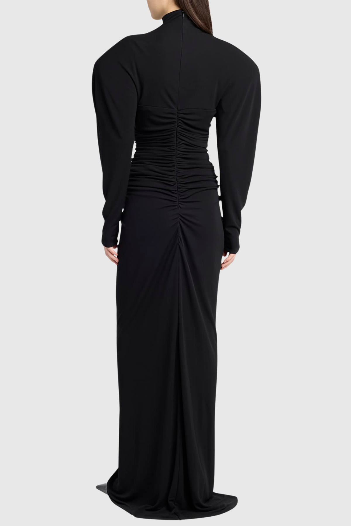 Jakobo Crystal Embellished Ruched Maxi Dress - Black