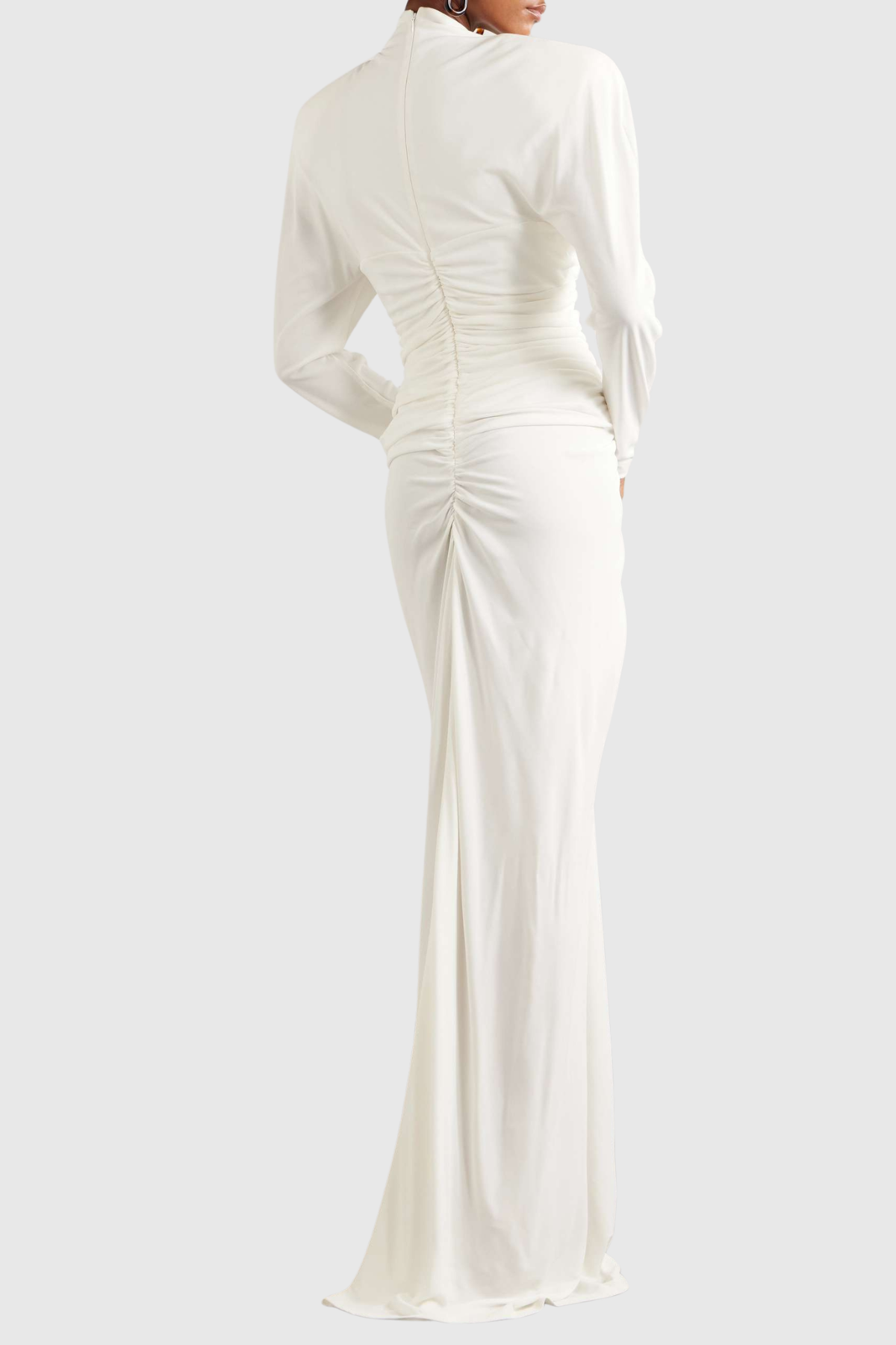 Jakobo Long Sleeve Ruched Maxi Dress - White