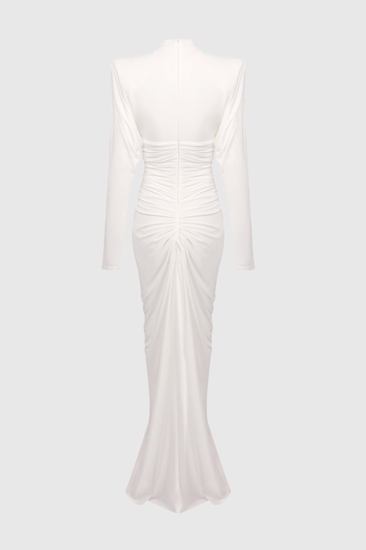 Jakobo Long Sleeve Ruched Maxi Dress - White