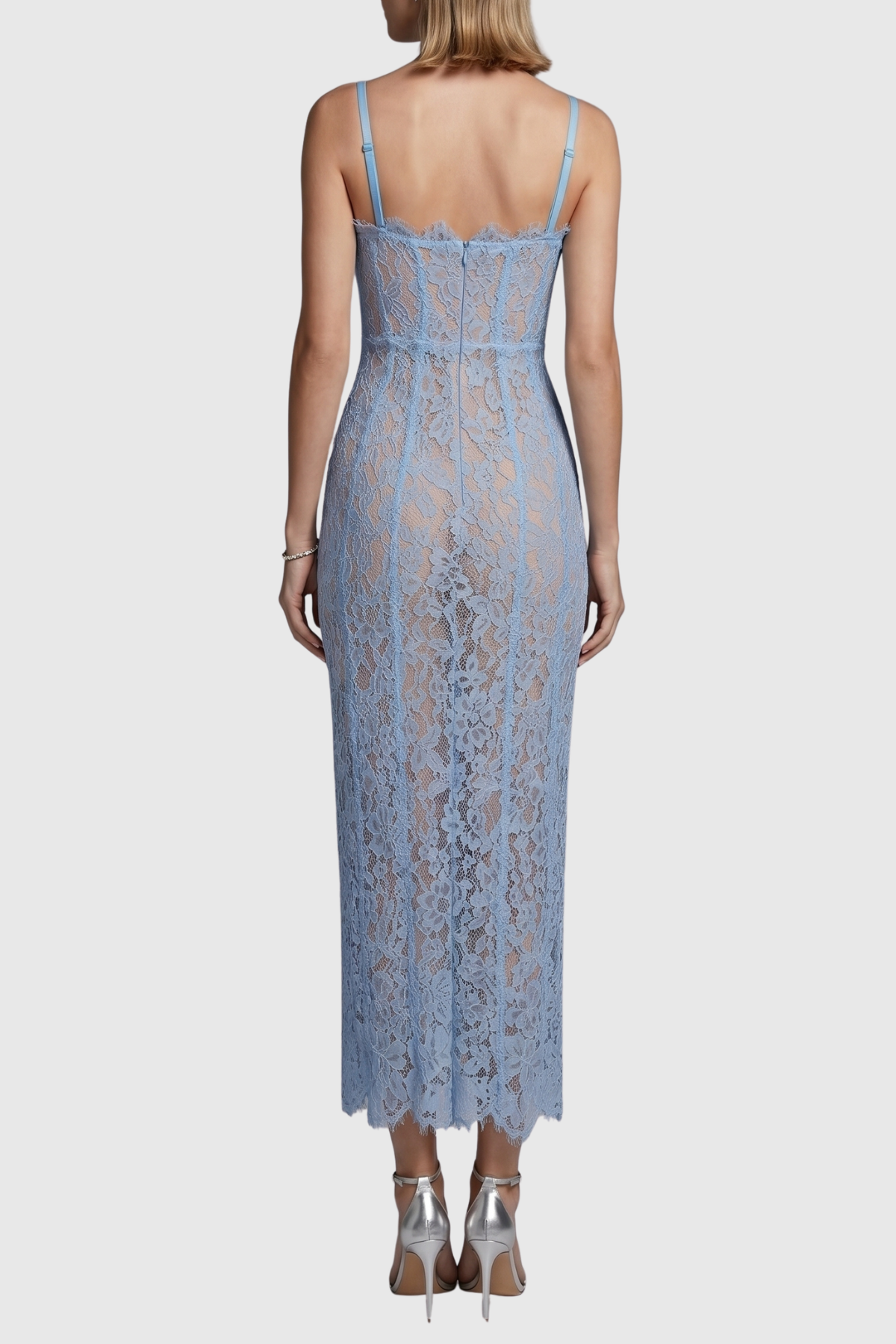 Jalana Lace Corset Midi Dress - Blue