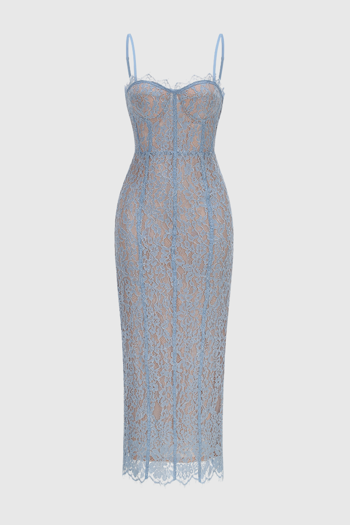 Jalana Lace Corset Midi Dress - Blue