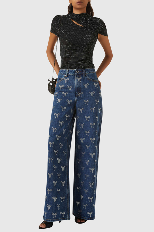 Jalise Bow Crystal Embellished Jeans