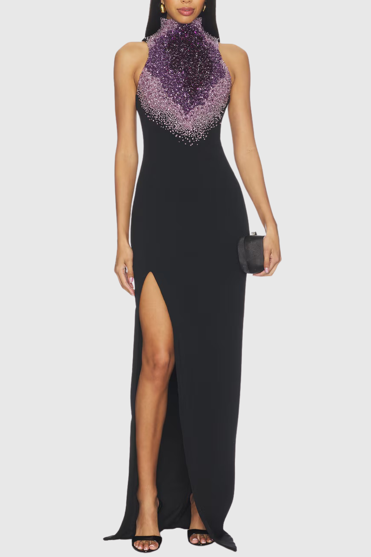 Janeta Crystal Sleeveless Split Maxi Dress