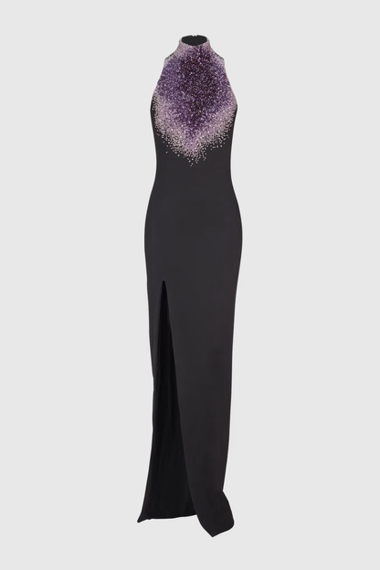 Janeta Crystal Sleeveless Split Maxi Dress