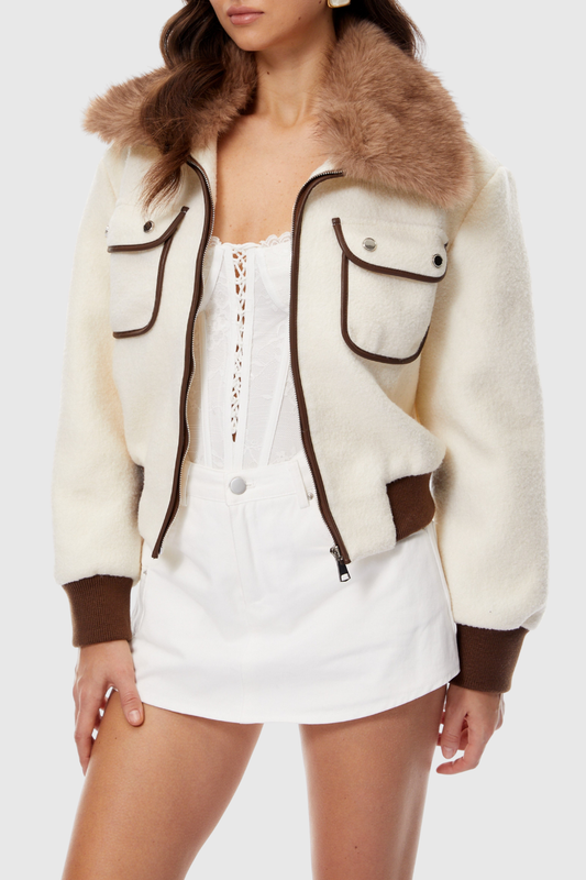 Jarah Faux Fur Lapel Jacket