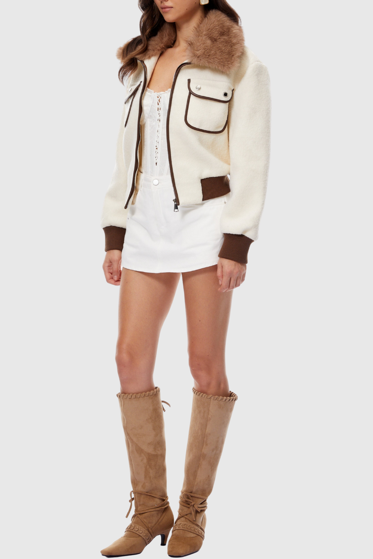 Jarah Faux Fur Lapel Jacket
