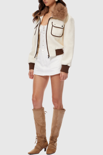 Jarah Faux Fur Lapel Jacket
