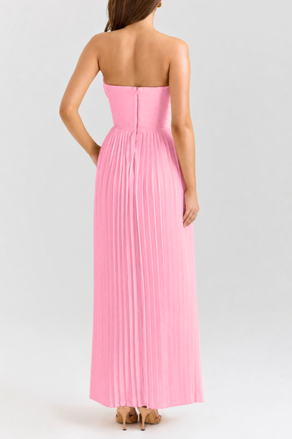 Jaslynn Strapless Pleated Maxi Dress - Pink