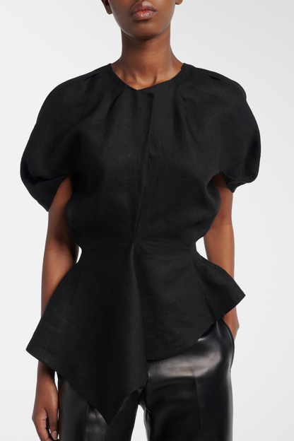 Jayaia Peplum Top - Black