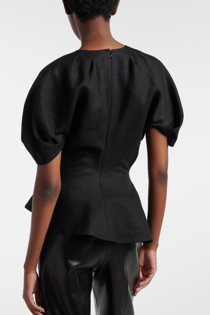 Jayaia Peplum Top - Black