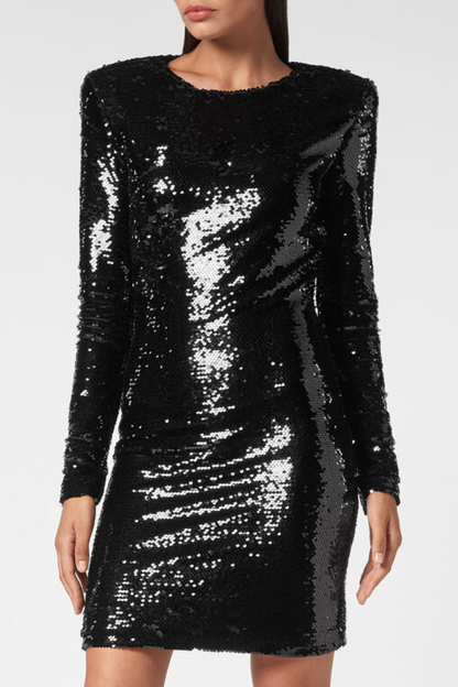 Jehua Sequin Long Sleeve Mini Dress