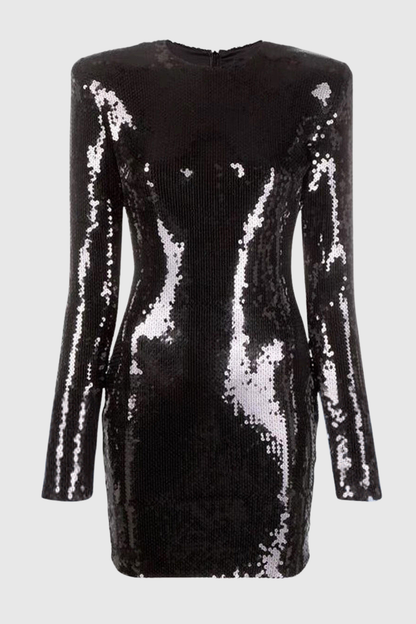 Jehua Sequin Long Sleeve Mini Dress