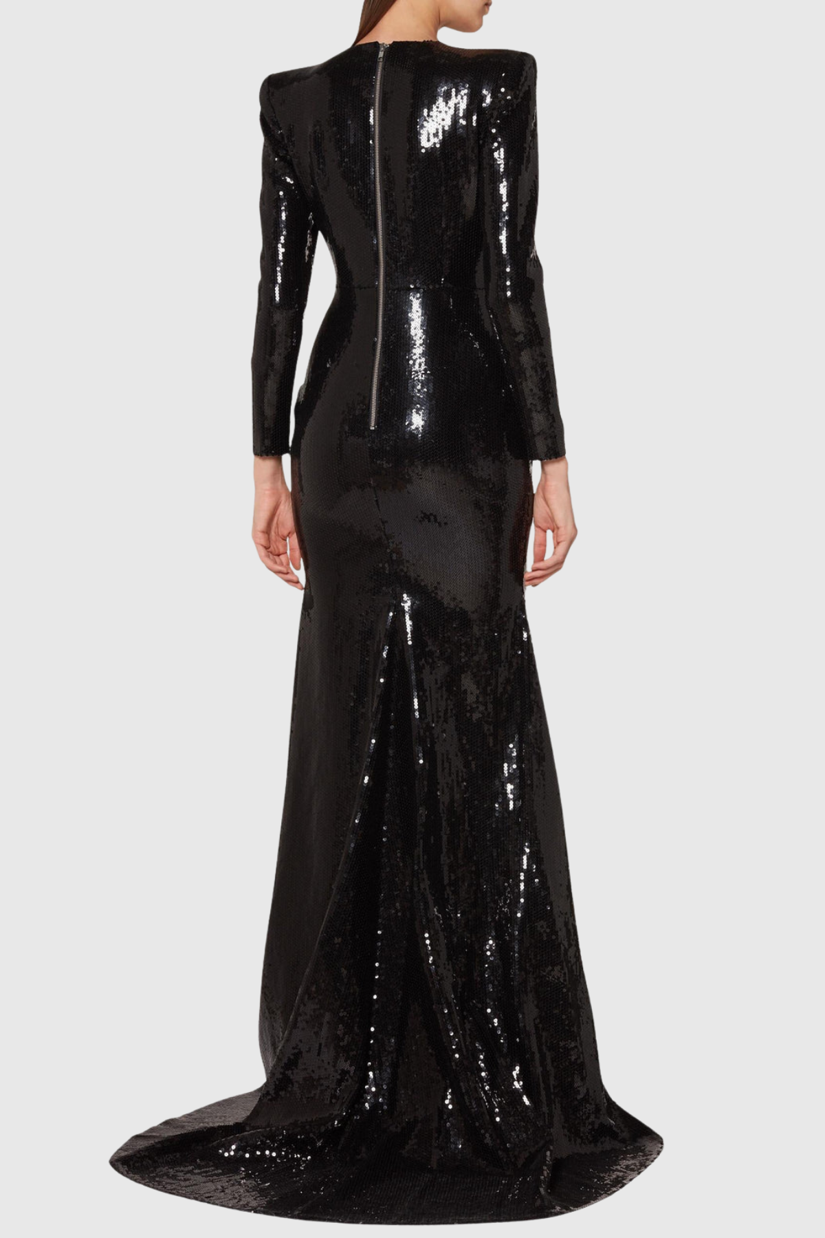 Jehua Sequin Mermaid Split Maxi Dress - Black
