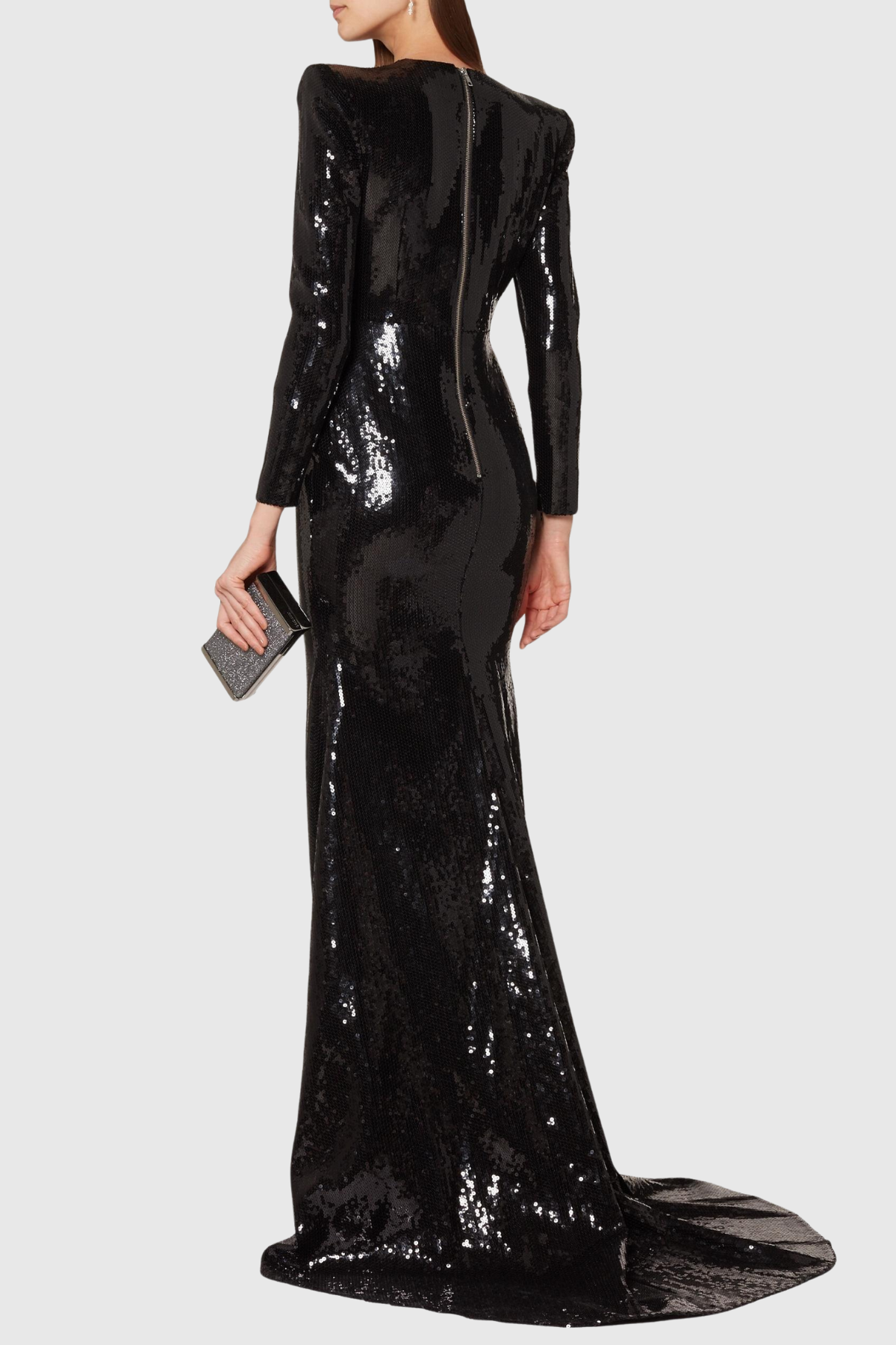 Jehua Sequin Mermaid Split Maxi Dress - Black