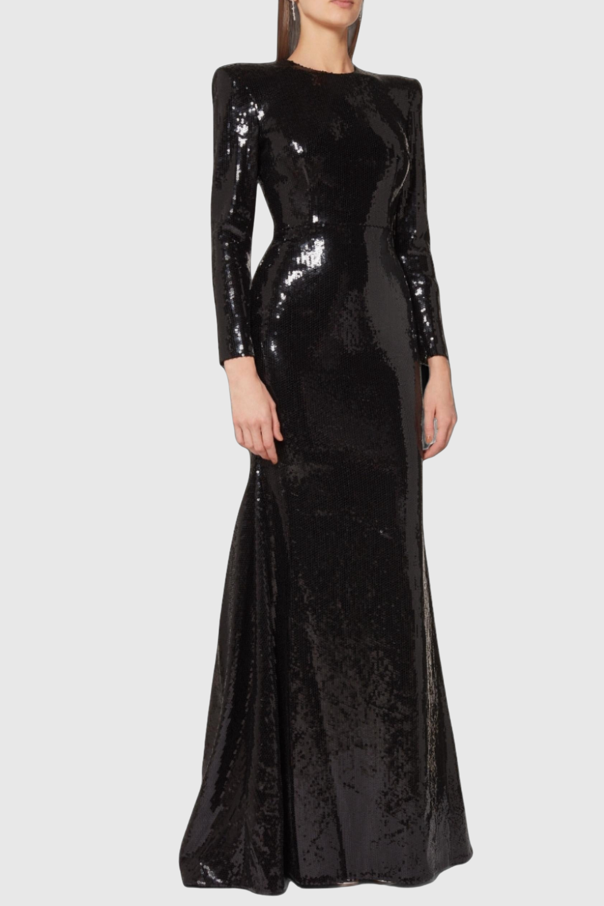 Jehua Sequin Mermaid Split Maxi Dress - Black