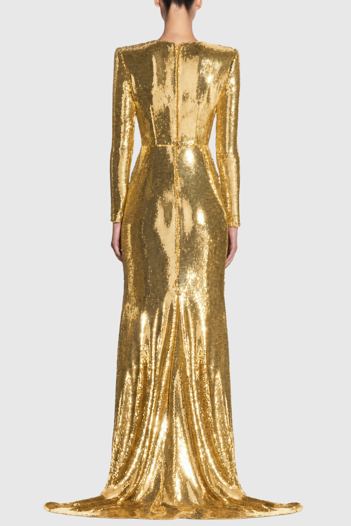 Jehua Sequin Mermaid Split Maxi Dress - Gold