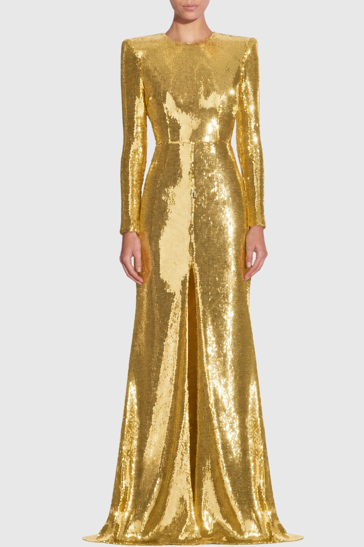 Jehua Sequin Mermaid Split Maxi Dress - Gold