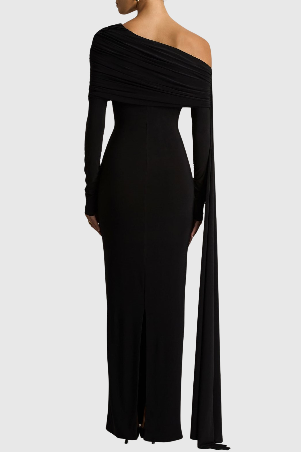 Jensen Off Shoulder Draped Maxi Dress - Black