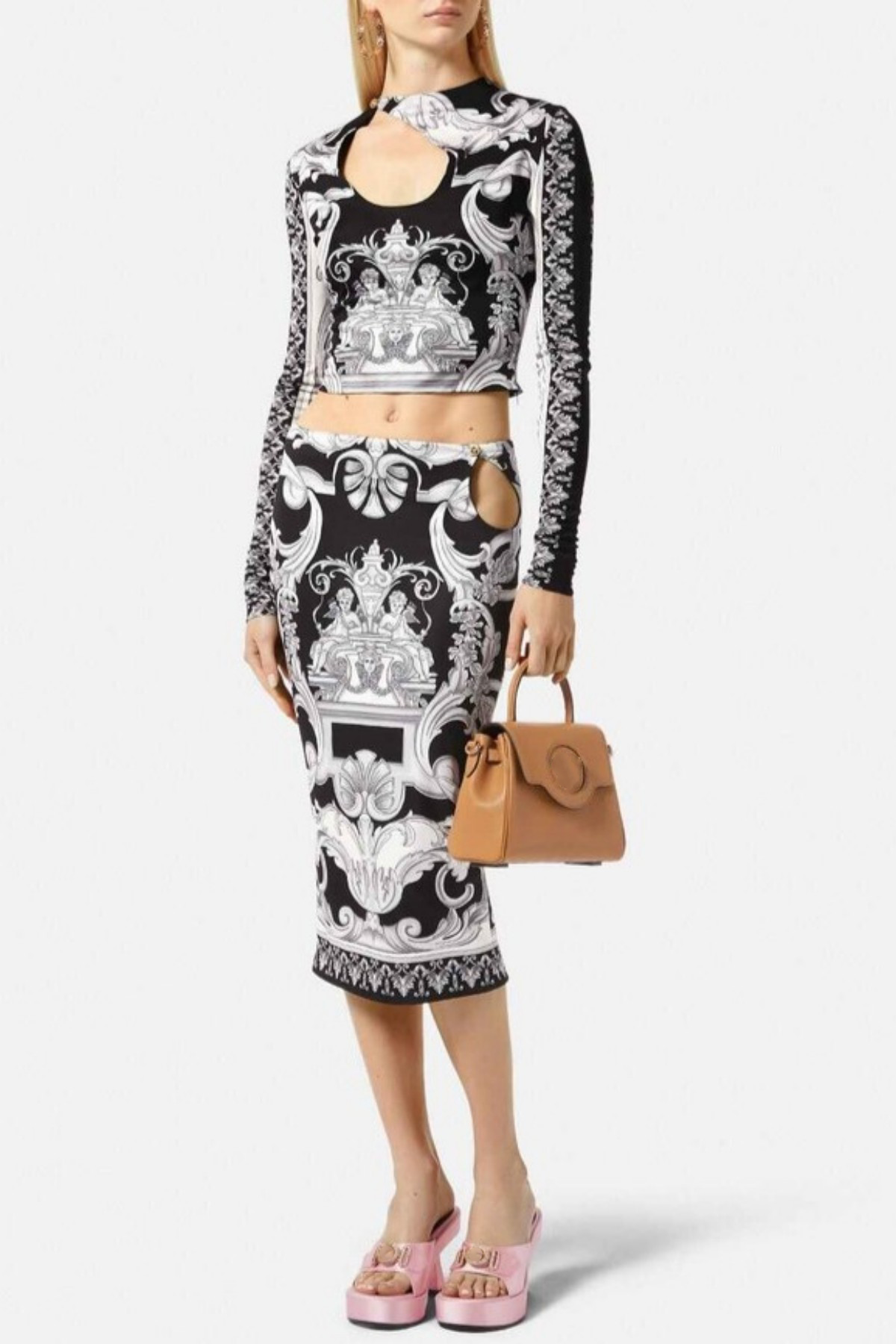 Jerico Barocco Print Cutout Top