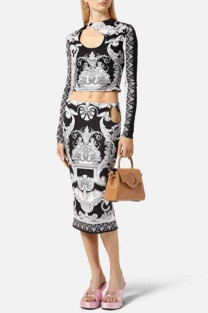 Jerico Barocco Print Cutout Top