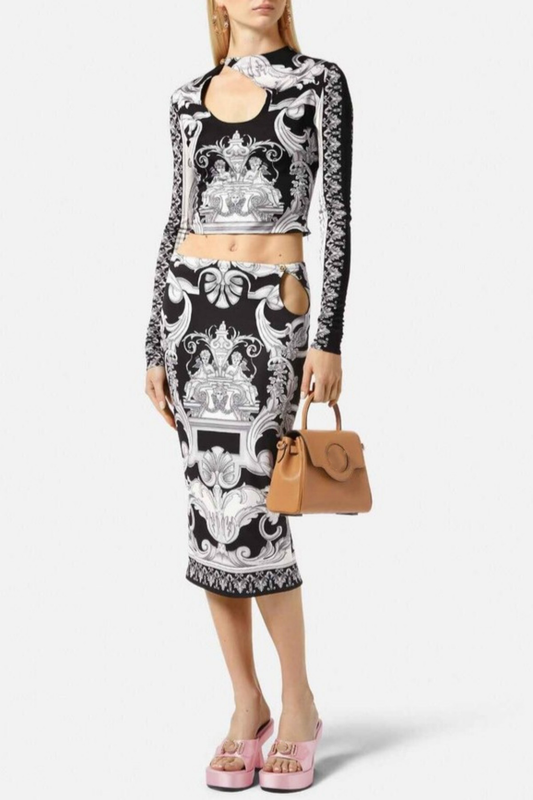 Jerico Barocco Print Cutout Top