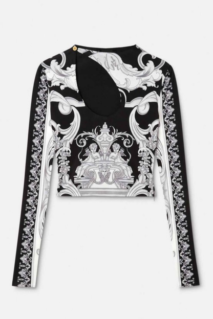 Jerico Barocco Print Cutout Top