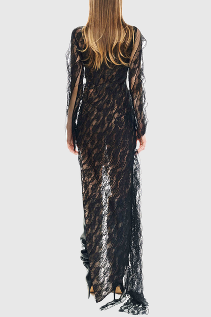Jessya Asymmetric Lace Maxi Dress