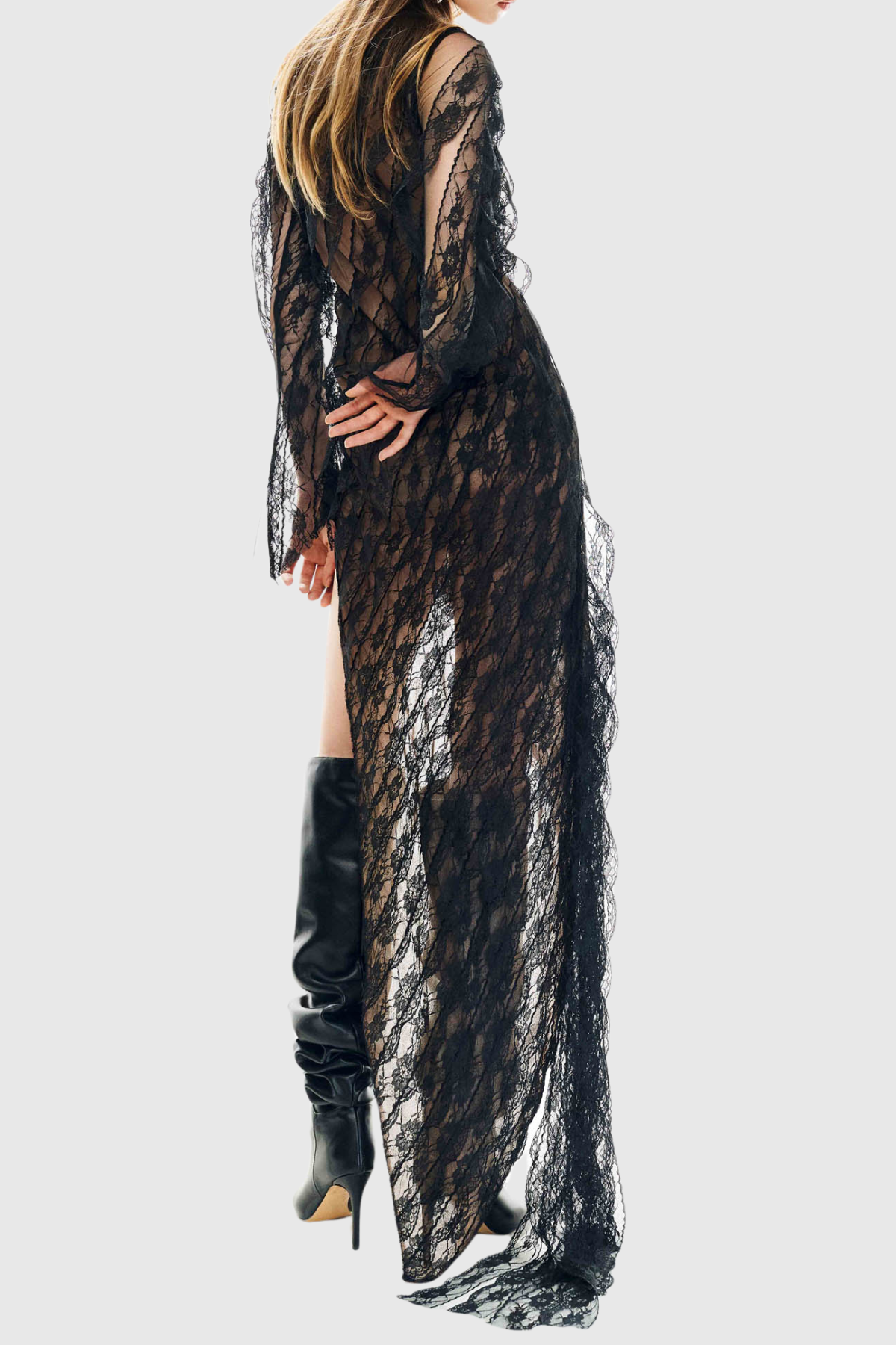Jessya Asymmetric Lace Maxi Dress
