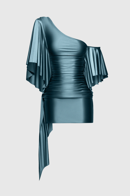 Jetal Asymmetric Ruffle Mini Dress